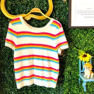 Rainbow Chanel sweater blouse! Size XL